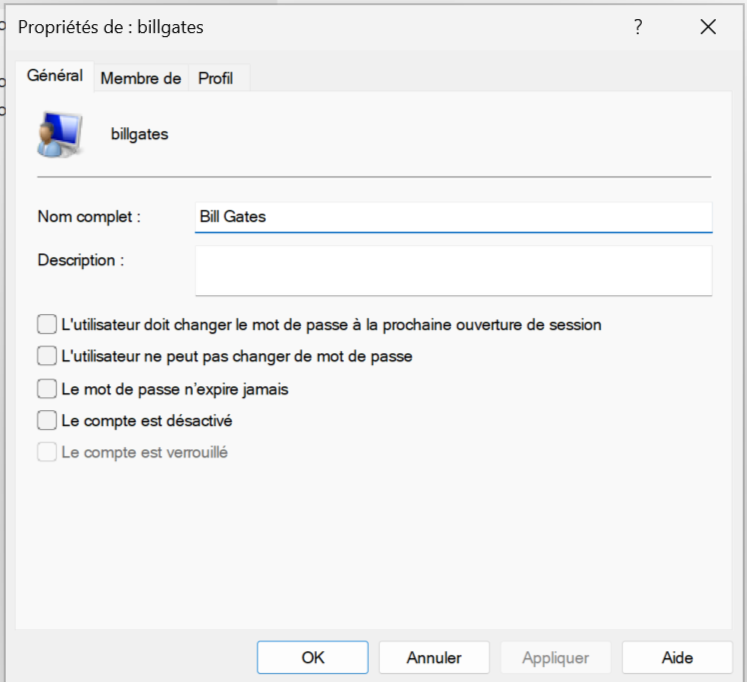 Verifier etat du compte